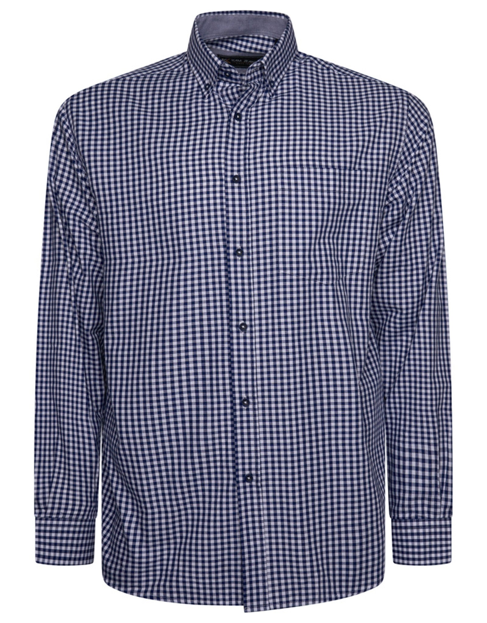 Kam Jeans Overhemd  met lange mouwen gingham patroon navy