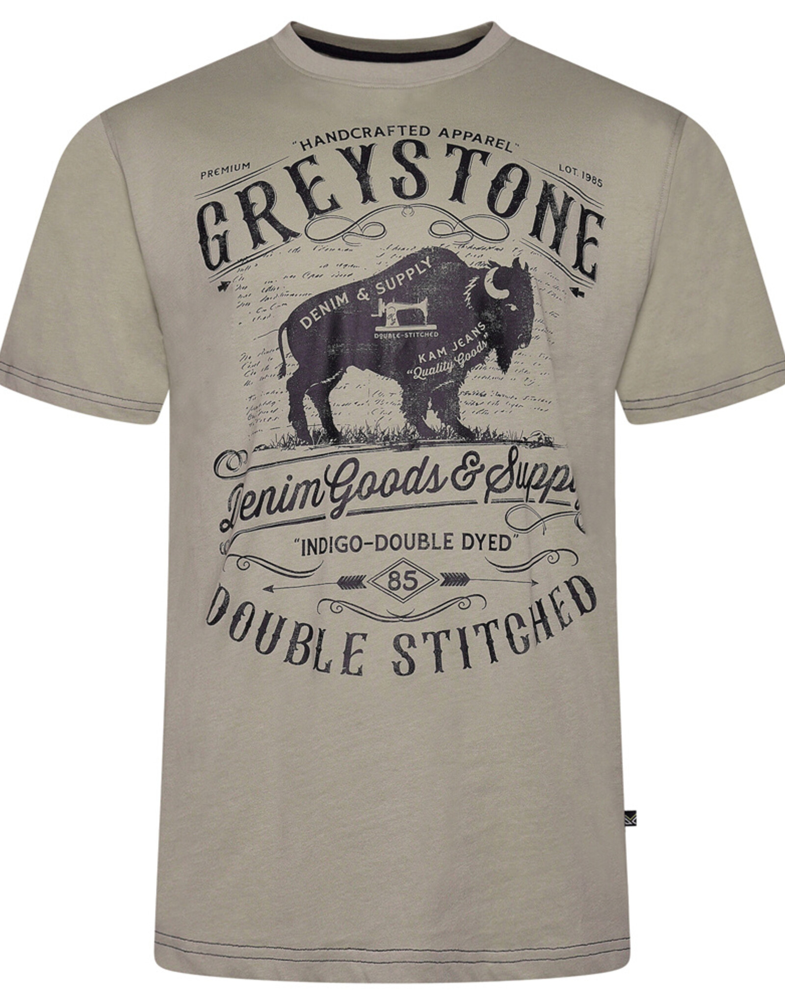 Kam Jeans T-SHIRT met greystone print  -stone