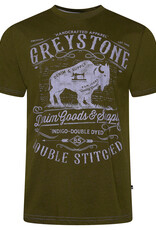 Kam Jeans T-SHIRT met greystone print  - olijf groen