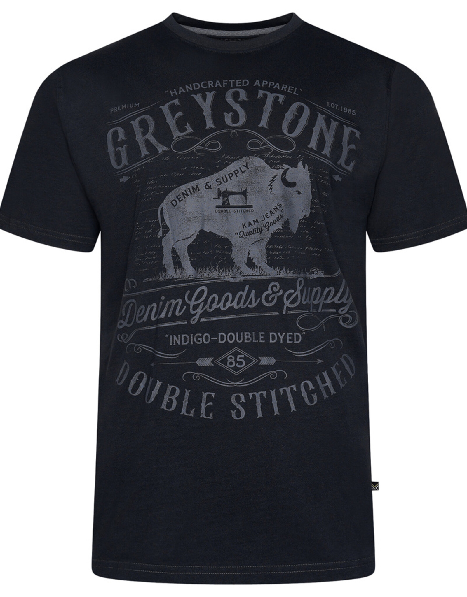 Kam Jeans T-SHIRT met greystone print  - zwart