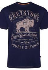 Kam Jeans T-SHIRT met greystone print  - navy