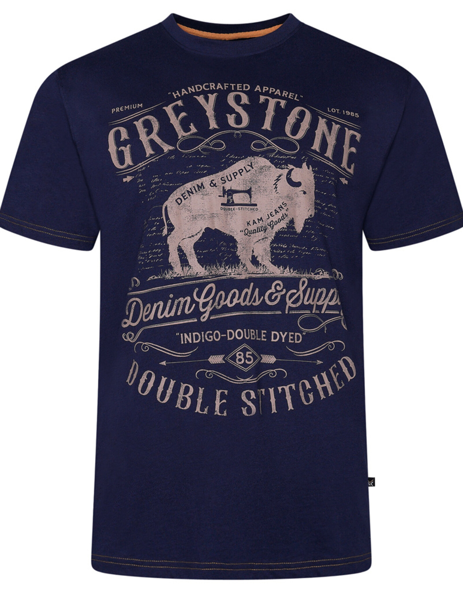 Kam Jeans T-SHIRT met greystone print  - navy