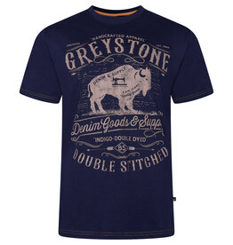 Kam Jeans T-SHIRT met greystone print  - navy
