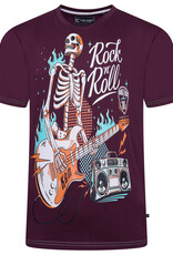Kam Jeans T-SHIRT met Rock N Roll skull print  - bordeaux