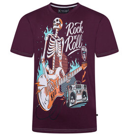 Kam Jeans T-SHIRT met Rock N Roll skull print  - bordeaux