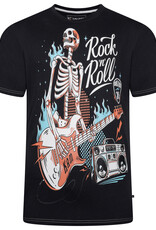 Kam Jeans T-SHIRT met Rock N Roll skull print  - zwart