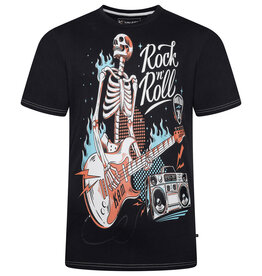 Kam Jeans T-SHIRT met Rock N Roll skull print  - zwart
