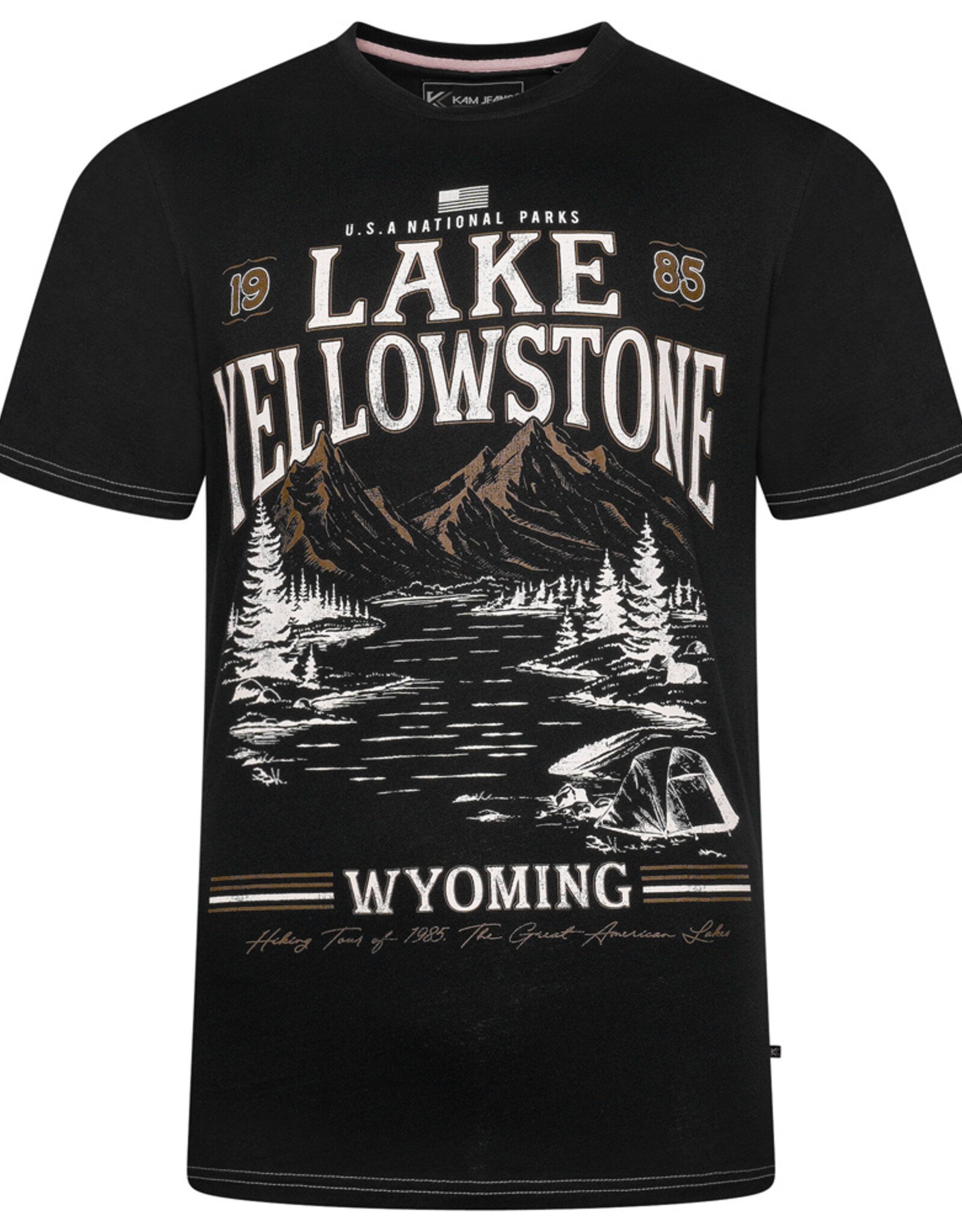 Kam Jeans T-SHIRT met Lake Yellowstone print  - zwart