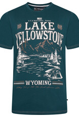Kam Jeans T-SHIRT met Lake Yellowstone print  -  zeegroen