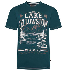 Kam Jeans T-SHIRT met Lake Yellowstone print  - zeegroen