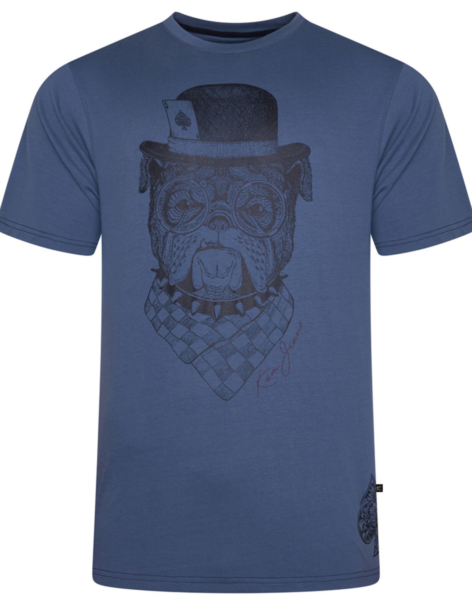 Kam Jeans T-SHIRT met BULLDOG print  - indigo