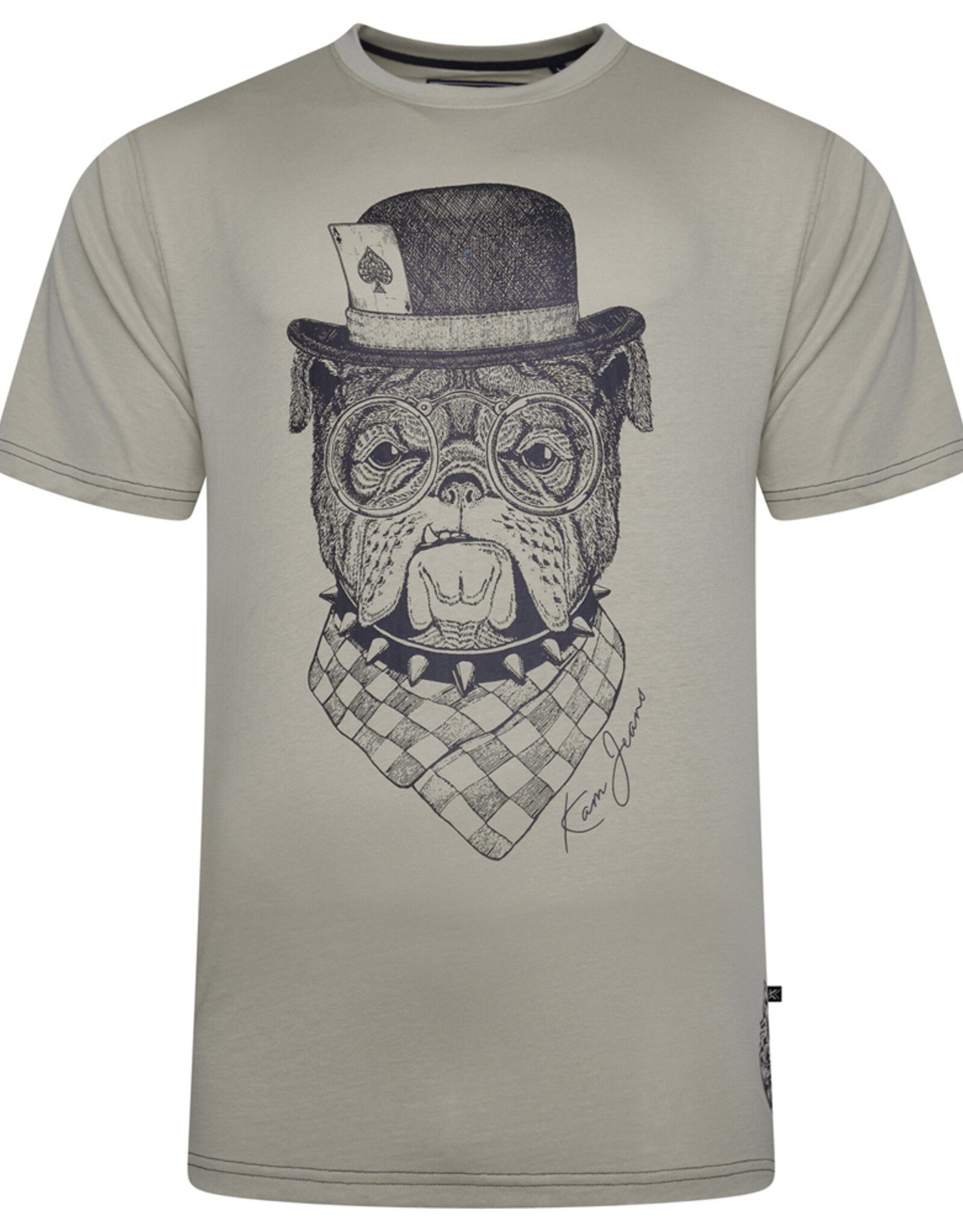 Kam Jeans T-SHIRT met BULLDOG print  - stone