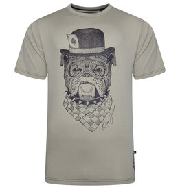 Kam Jeans T-SHIRT met BULLDOG print  - stone
