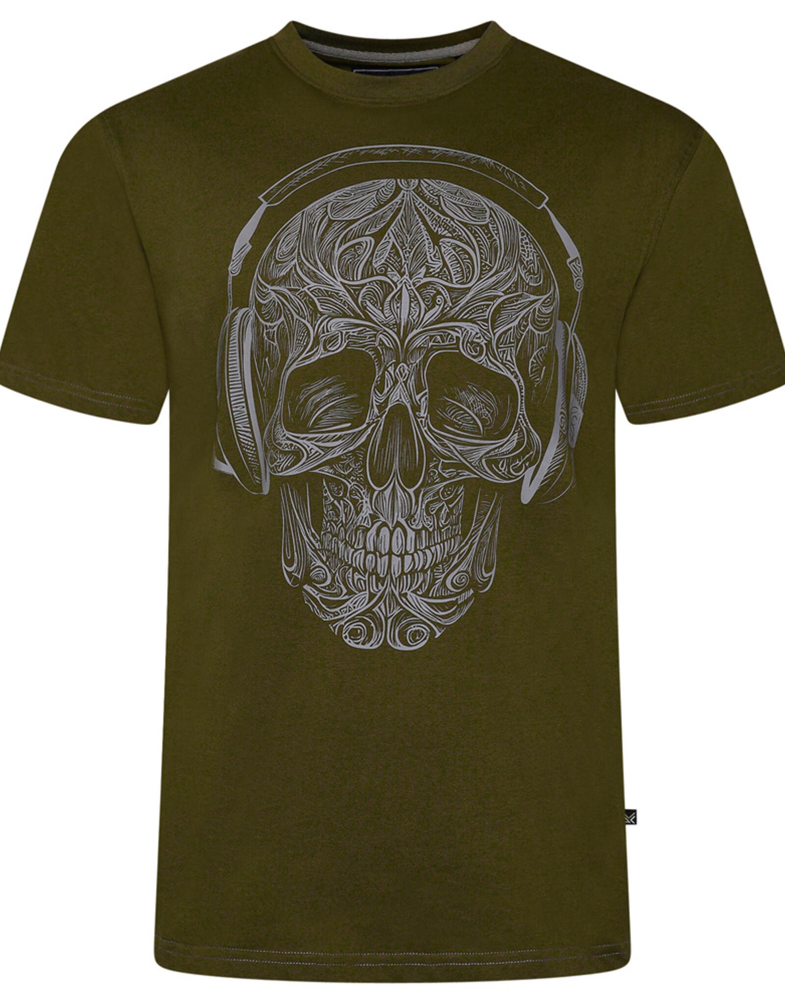Kam Jeans T-SHIRT met SKULL  print  - olijfgroen