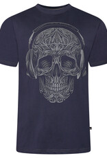 Kam Jeans T-SHIRT met SKULL  print  - navy