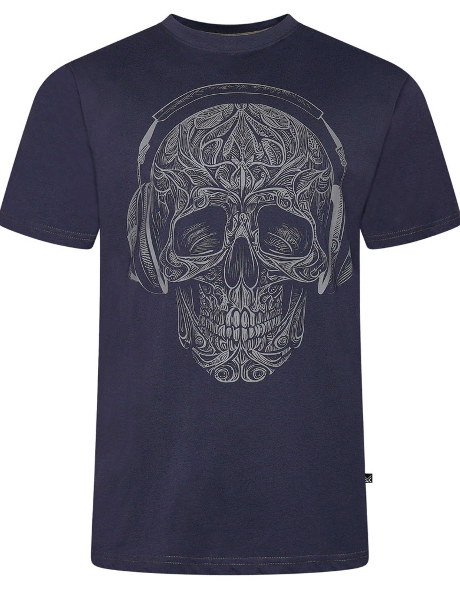 Kam Jeans T-SHIRT met SKULL  print  - navy