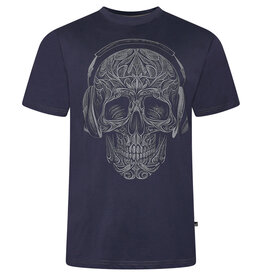 Kam Jeans T-SHIRT met SKULL  print  - navy