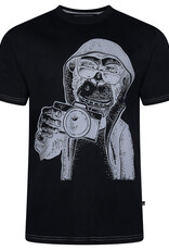 Kam Jeans T-SHIRT met MONKEY PHOTOGRTAPHER  print  -zwart