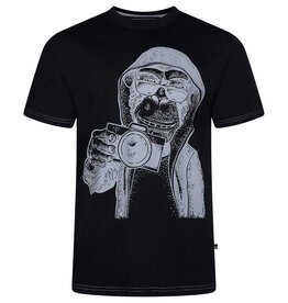 Kam Jeans T-SHIRT met MONKEY PHOTOGRTAPHER  print  -zwart