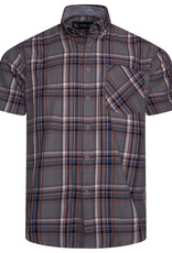 Kam Jeans Overhemd  met korte  mouwen gingham patroon steen grijs
