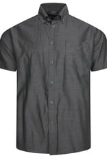 Kam Jeans Overhemd  met korte mouwen fijne geo print - antraciet