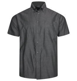 Kam Jeans Overhemd  met korte mouwen fijne geo print - antraciet