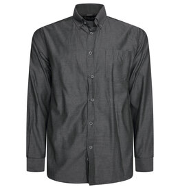 Kam Jeans Overhemd  met lange mouw fijne geo print - antraciet