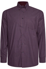 Kam Jeans Overhemd  met lange mouw fijne geo print - bordeaux