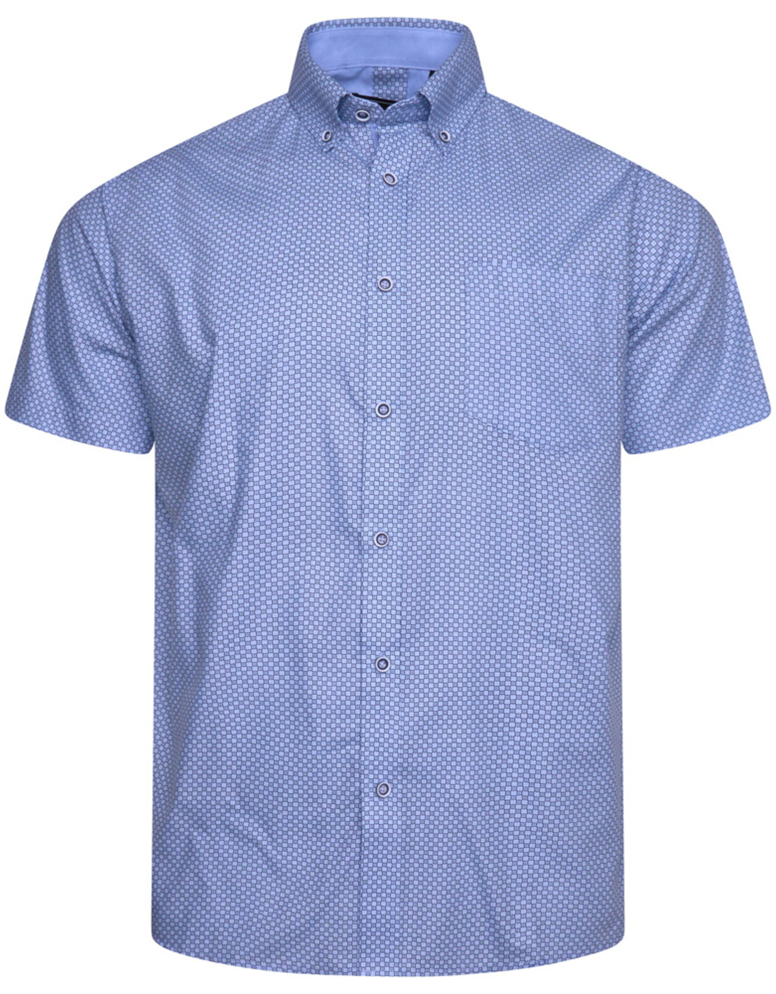 Kam Jeans Overhemd  met korte mouwen fijne geo print - sky blauw