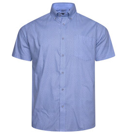 Kam Jeans Overhemd  met korte mouwen fijne geo print - sky blauw