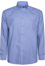Kam Jeans Overhemd  met lange mouw fijne geo print - sky blauw