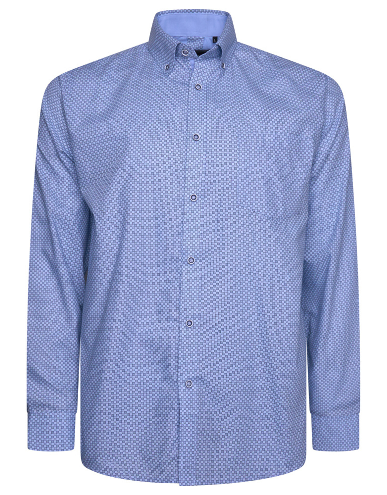 Kam Jeans Overhemd  met lange mouw fijne geo print - sky blauw