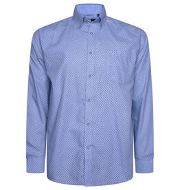 Kam Jeans Overhemd  met lange mouw fijne geo print - sky blauw