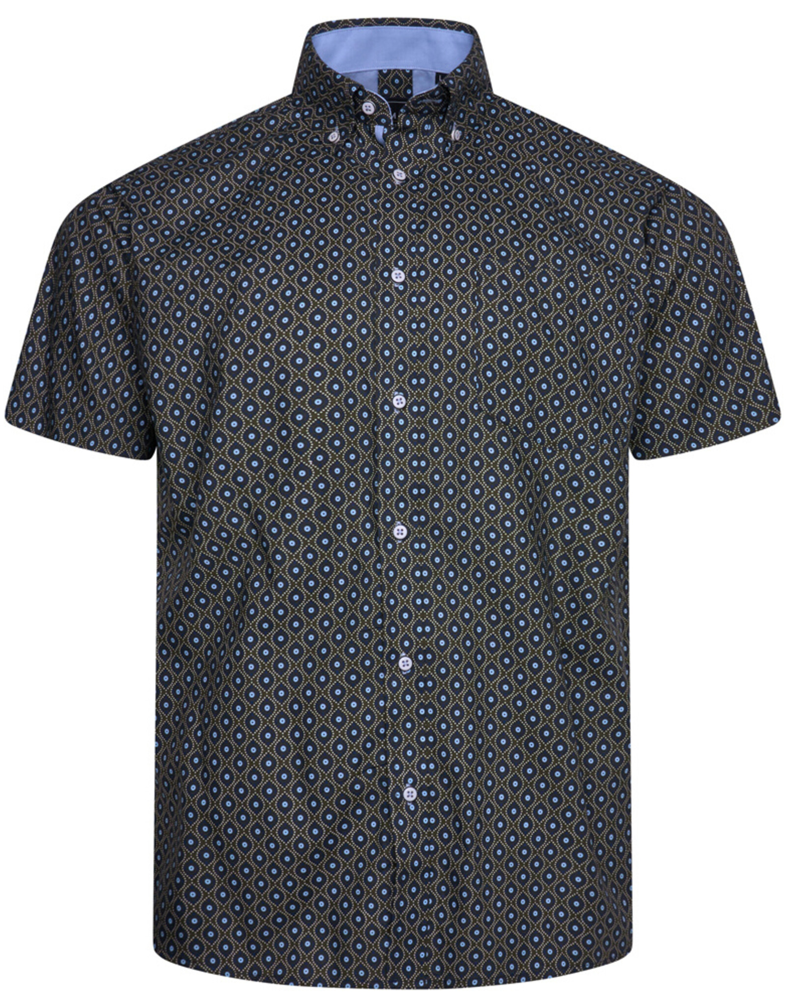 Kam Jeans Overhemd  met korte mouwen fijne oog  print - forest groen