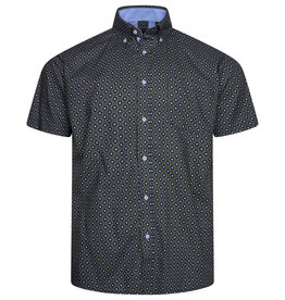 Kam Jeans Overhemd  met korte mouwen fijne oog  print - forest groen