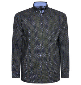 Kam Jeans Overhemd  met lange mouw fijne oog print - forest groen