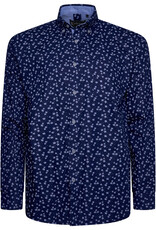Kam Jeans Overhemd  met lange mouw fijne bloem print - navy