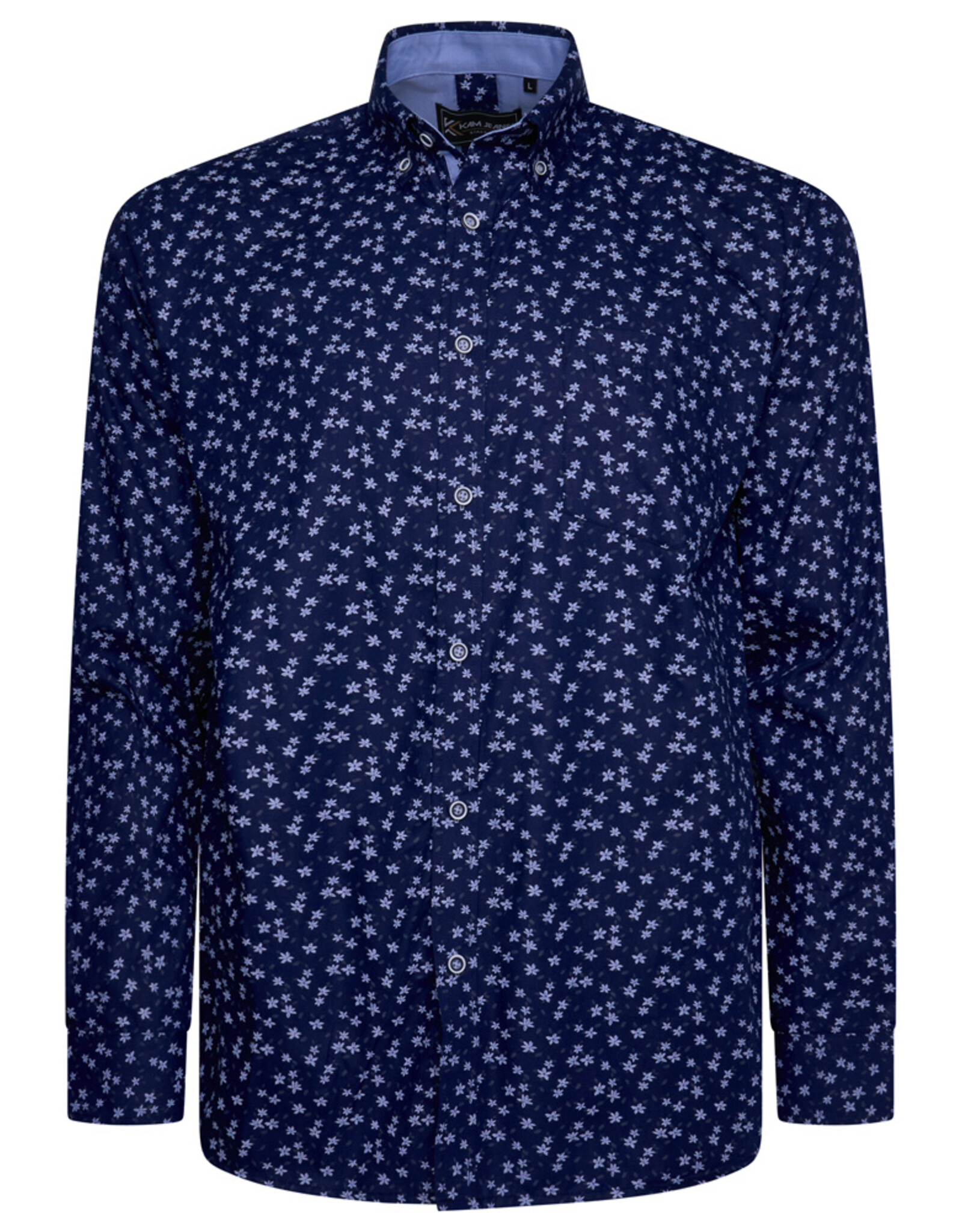 Kam Jeans Overhemd  met lange mouw fijne bloem print - navy