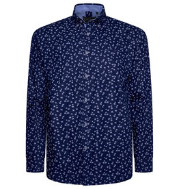 Kam Jeans Overhemd  met lange mouw fijne bloem print - navy