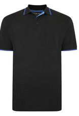 Kam Jeans Casual POLOSHIRT met borstzak zwart met blauw accent