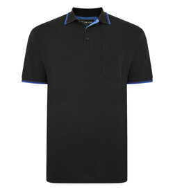 Kam Jeans Casual POLOSHIRT met borstzak zwart met blauw accent