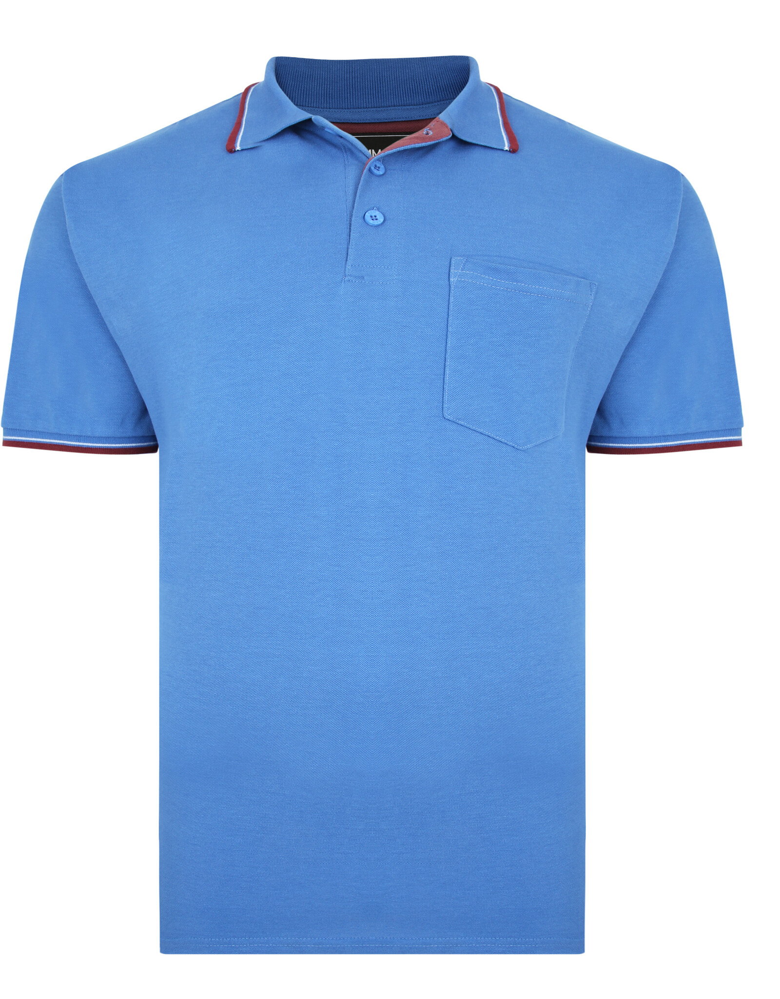 Kam Jeans Casual POLOSHIRT met borstzak zwart met bordeaux accent