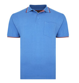Kam Jeans Casual POLOSHIRT met borstzak zwart met bordeaux accent