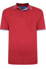 Kam Jeans Casual POLOSHIRT met borstzak bordeaux met blauw accent