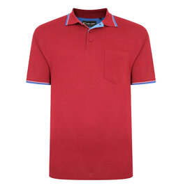 Kam Jeans Casual POLOSHIRT met borstzak bordeaux met blauw accent