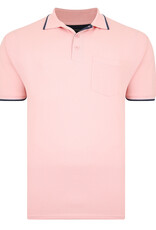 Kam Jeans Casual POLOSHIRT met borstzak roze met zwart accent
