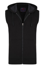 Kam Jeans Mouwloze zip thru  hoodie - zwart
