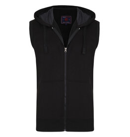 Kam Jeans Mouwloze zip thru  hoodie - zwart