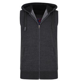 Kam Jeans Mouwloze zip thru  hoodie - antraciet