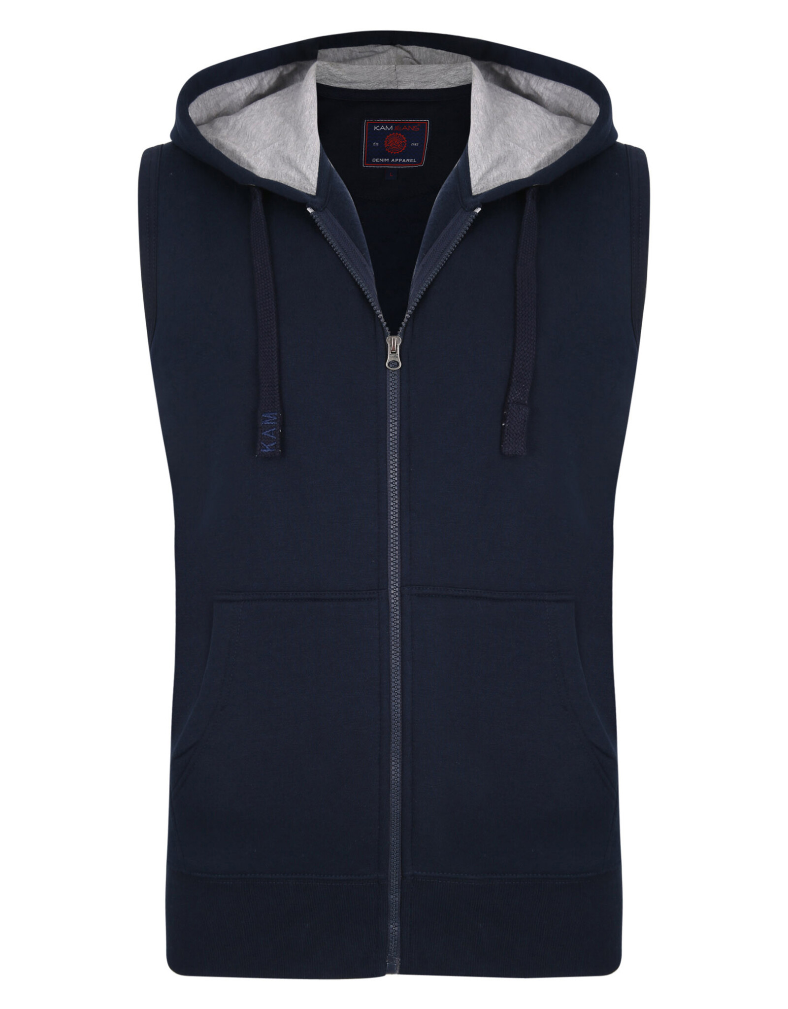 Kam Jeans Mouwloze zip thru  hoodie - navy